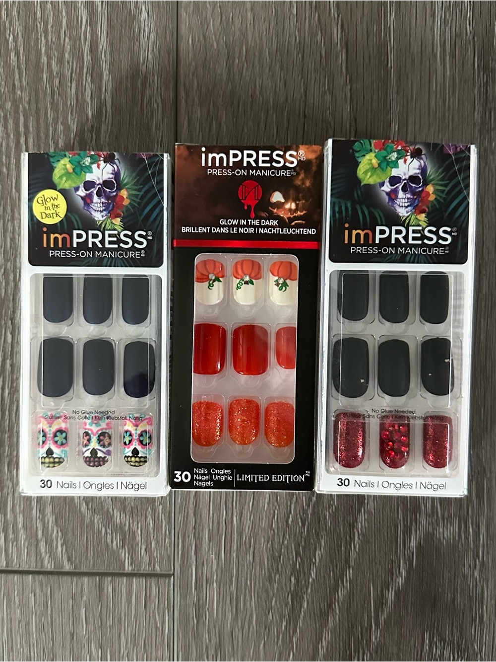 Bundle of 3 NIB Limited Edition KISS Impress Press-On Halloween Nails